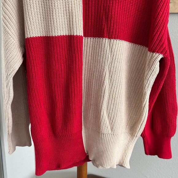 MANGO - Women's Checks Knitted Sweater in Red/Cream - Picture 8 of 8
